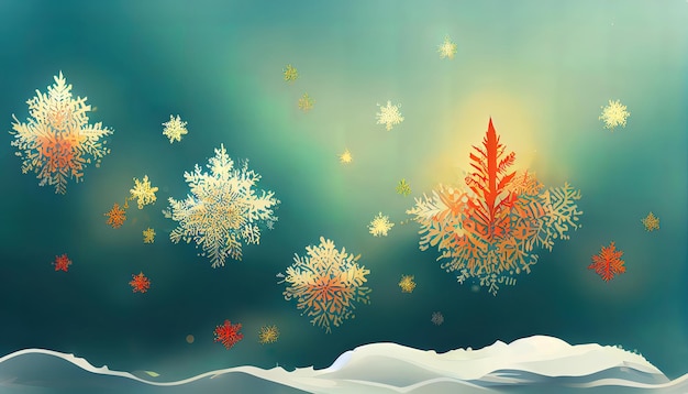 Christmas background illustration with snowflakes on window