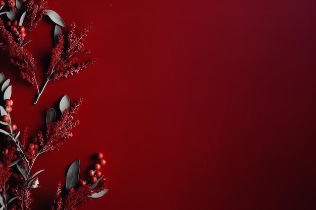 Photo christmas background layout on red background