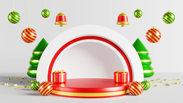 Christmas background template with 3d ornaments