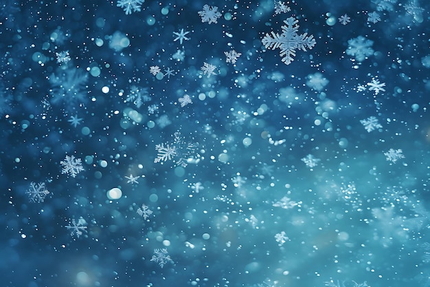 Christmas background of various snowflakes and holiday symbols