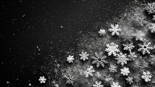 Christmas background white snow on black background Generative AI