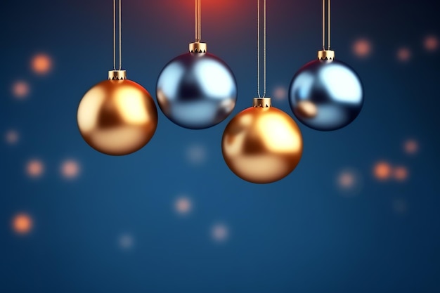 Christmas background with christmas balls ornaments hanging with copy space Christmas decoration