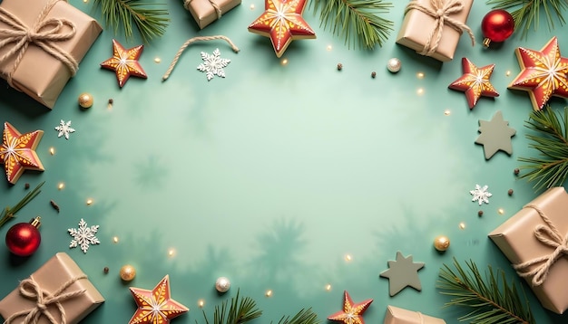 Photo christmas background with christmas decorations elements and clear space