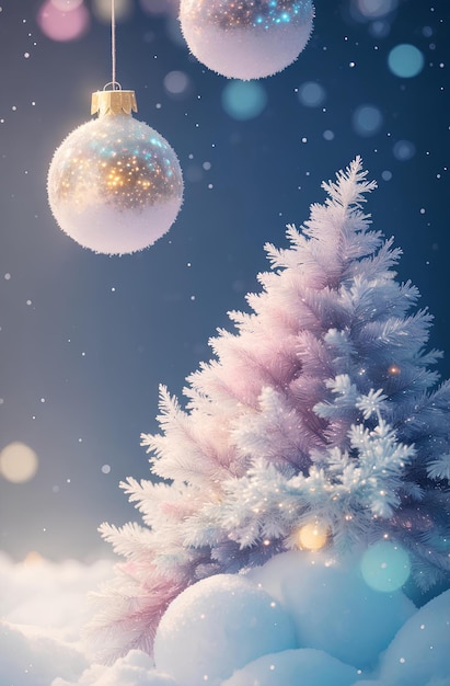 Christmas background with christmas tree and ballsAi