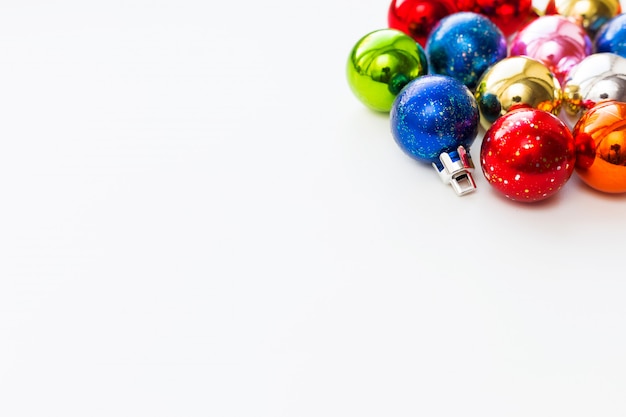 Christmas background with colorful decorative balls for Christmas tree. 