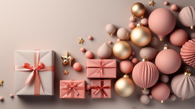 Photo christmas background with gifts box generative ai