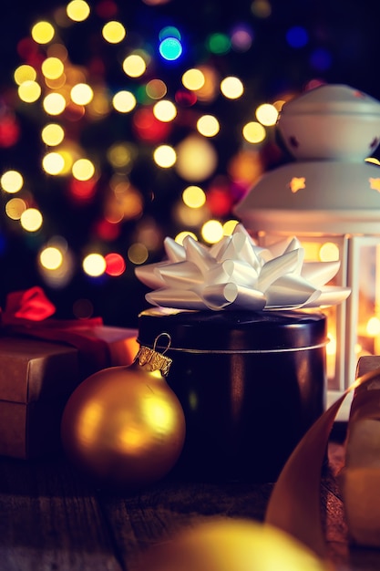 Christmas background with gifts under the Christmas tree. Selective focus. holiday.