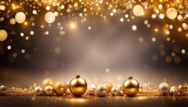 Christmas background with gold bokeh lights design