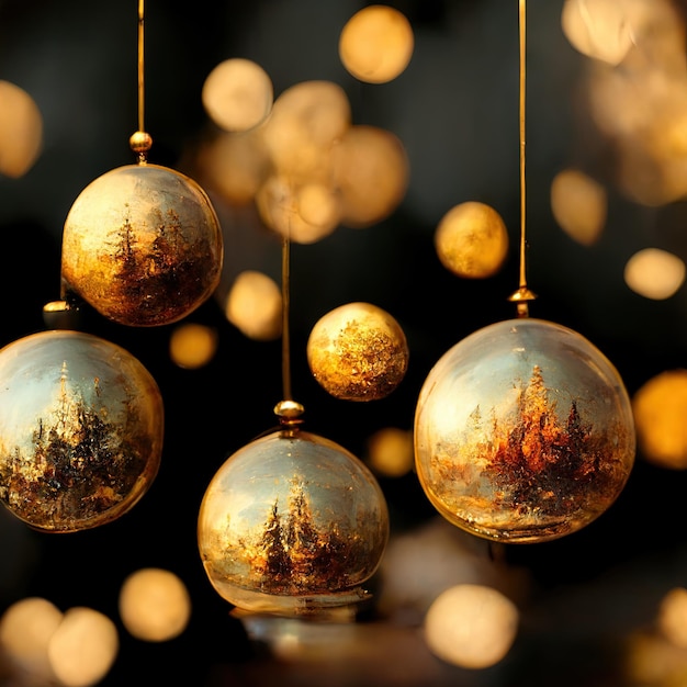 Christmas background with golden balls