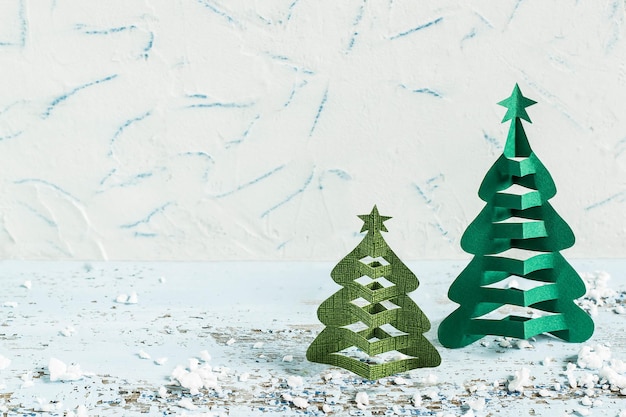 Christmas background with homemade 3D Christmas trees