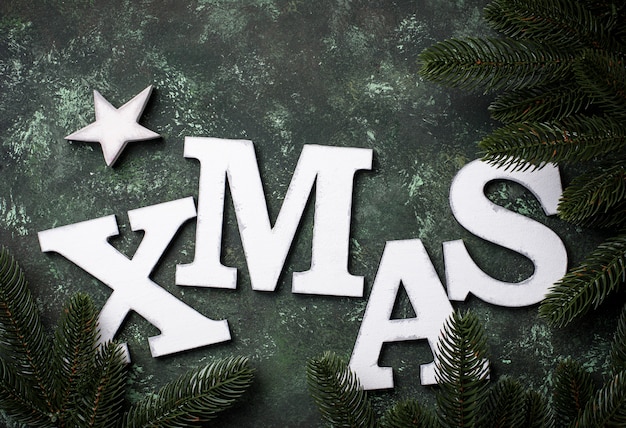 Christmas background with letters XMAS