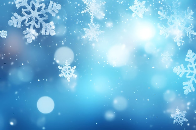 Christmas background with a snowflake and bokeh lights design