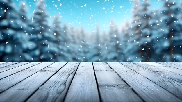 christmas background with wooden table