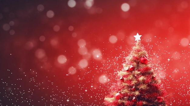 Christmas background with xmas tree and sparkle boke