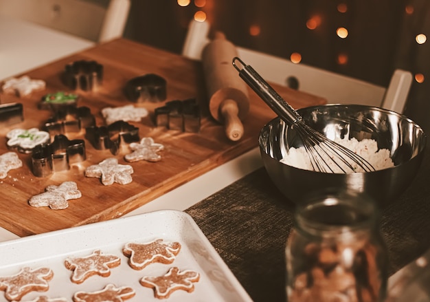 Christmas baking and cooking recipe concept food ingredients and preparation process of traditional ...