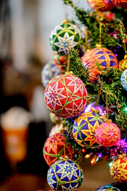 Christmas ball on the branches fir.