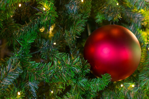 The  Christmas ball  on   tree for  background.