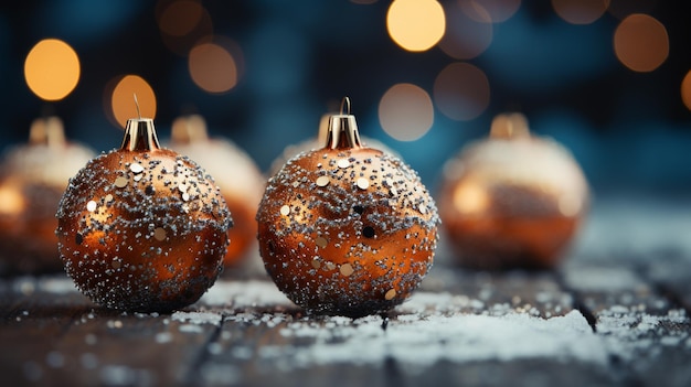 christmas balls on blurred background