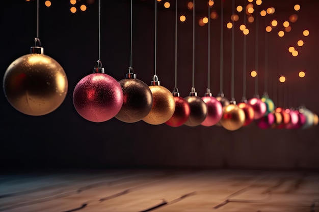 Christmas balls in warm tones perfect for use in vibrant stage backgrounds festive colors Generative AI