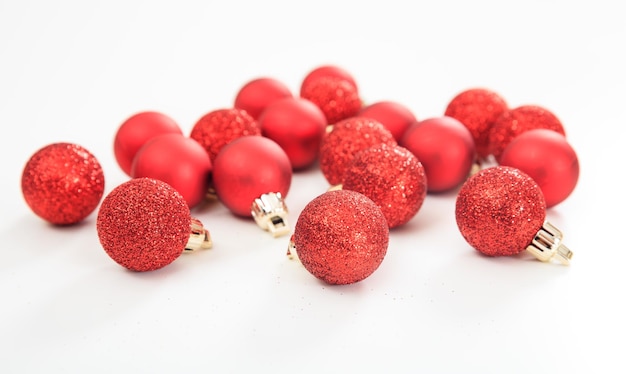 Christmas balls on white background