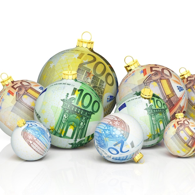 Christmas balls with money texture