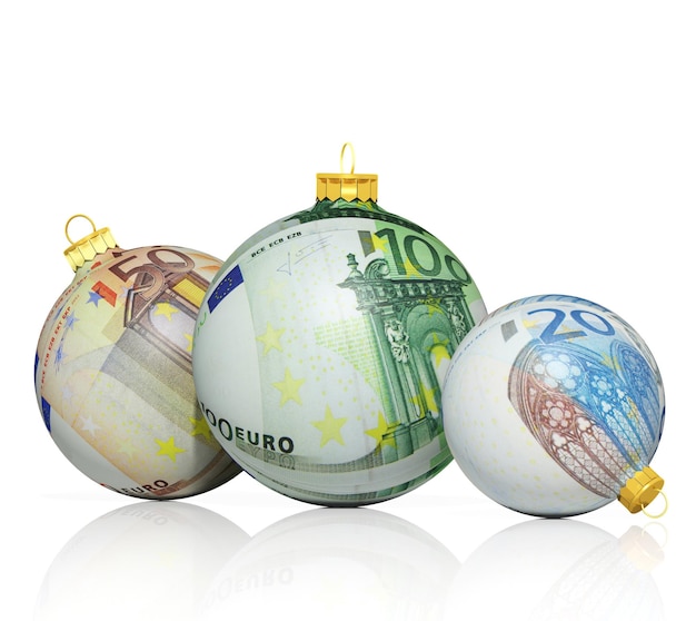 Christmas balls with money texture