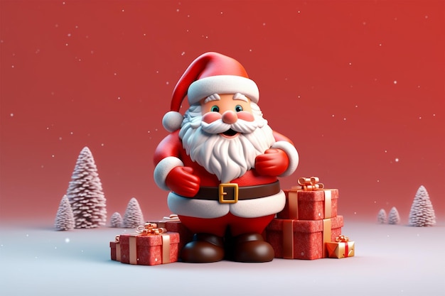 Christmas banner of santa claus with christmas tree