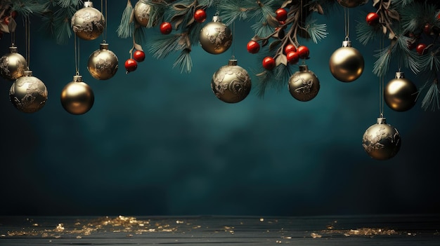 christmas banner with blank space for text green back background HD Generative Ai