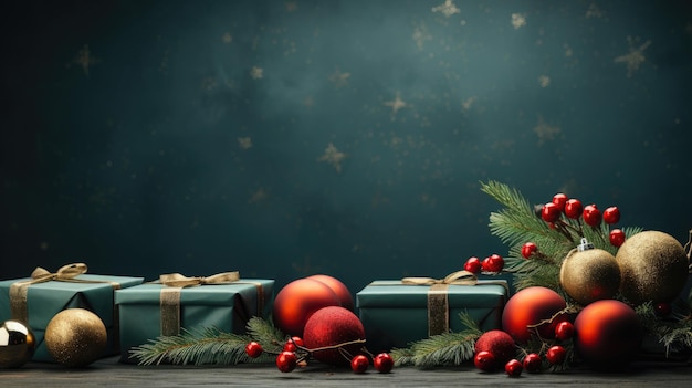 christmas banner with blank space for text green back background HD Generative Ai