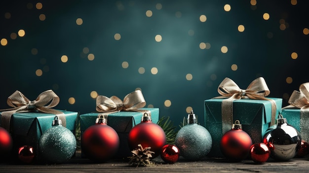 christmas banner with blank space for text green back background HD Generative Ai