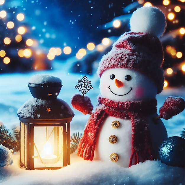 Christmas banner with snowman