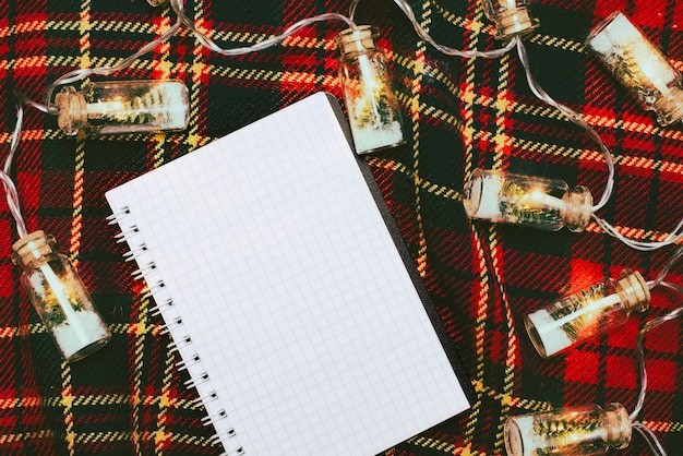 Christmas blank notepad with lights