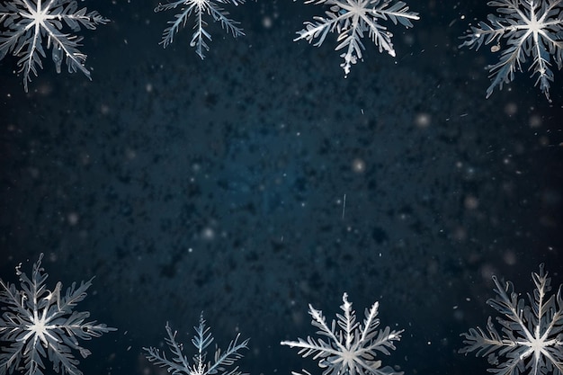 Christmas blue background with white snow flakes