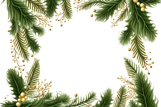 Christmas border frame of tree on white digital illustration painting artwork