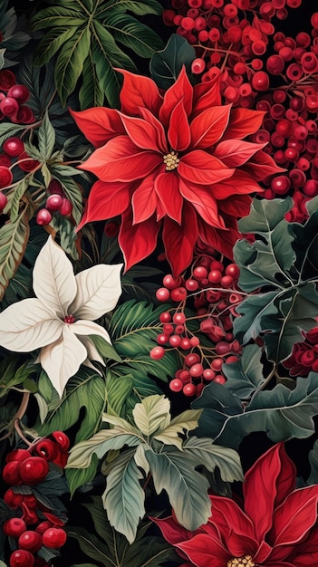 Christmas botanical plants christmas pattern flower