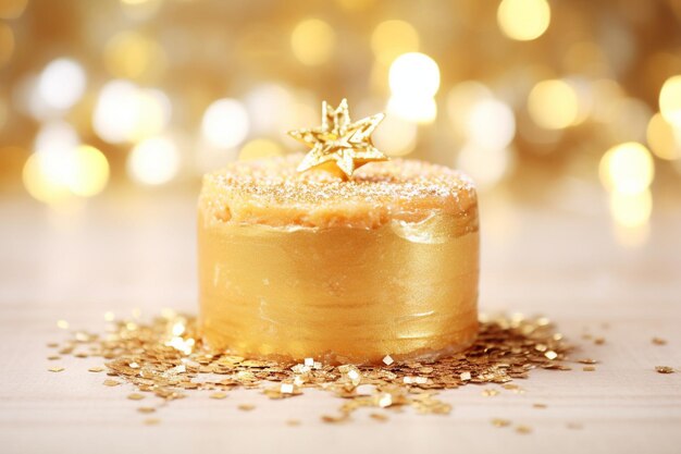 Photo a christmas cake with a gold star on top of it