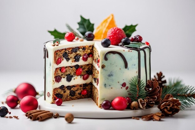 Photo christmas cake with natural colorings white background