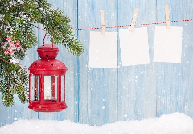 Christmas candle lantern and photo frames