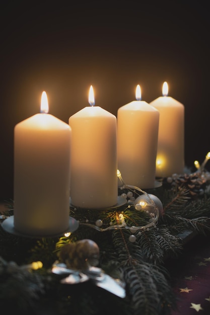 Christmas candles Advent White candesl and lights