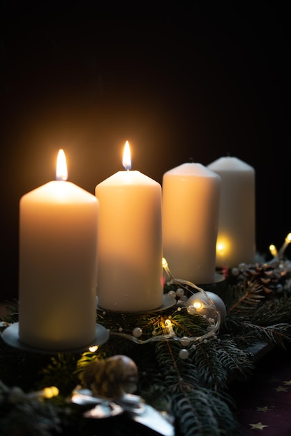 Christmas candles Advent White candesl and lights