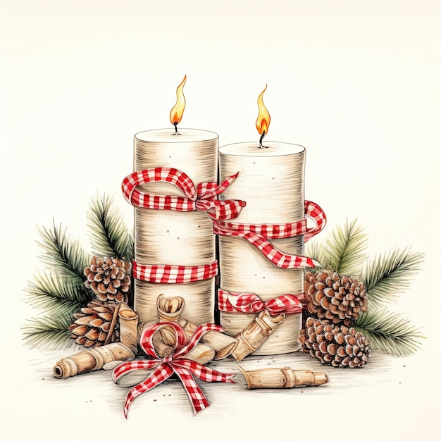 Christmas candles clipart white background