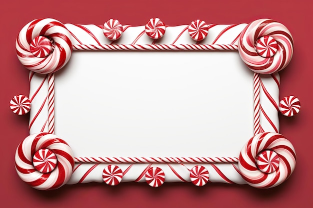 Christmas candy cane red and white striped frame festive striped candy lollipop pattern