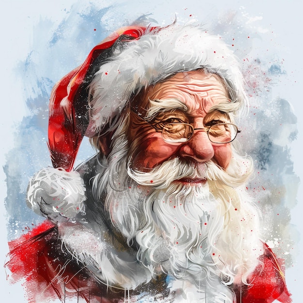 A christmas card with a santa claus with illustration background