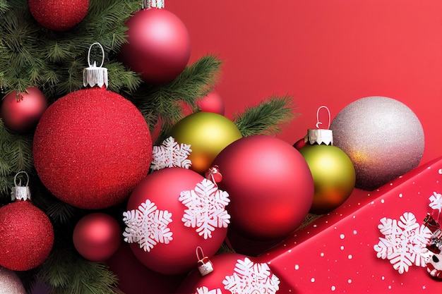 Christmas celebration background decorated with spectacular baubles gift