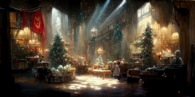 The christmas chronicles. Digital illustration. Painting. Beautiful scenario