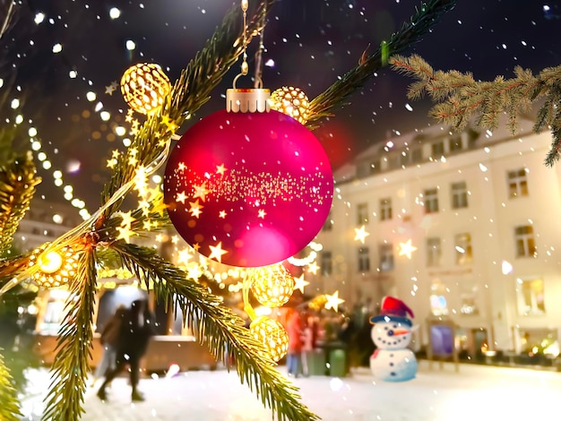 Christmas city, street  decoration ,festive in Tallinn Old town marketplace