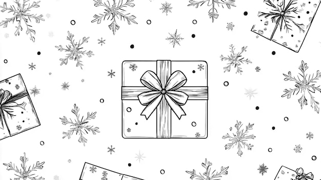 Photo christmas coloring page gift wrap pattern printable plain background