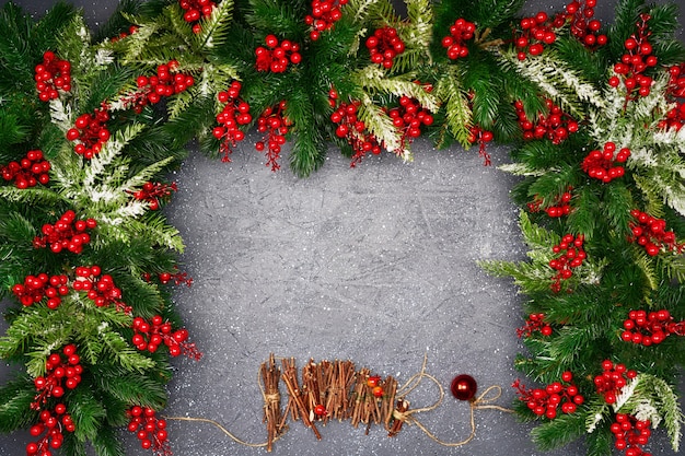 Christmas composition on dark table