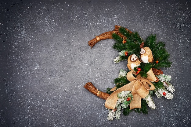 Christmas composition on dark table