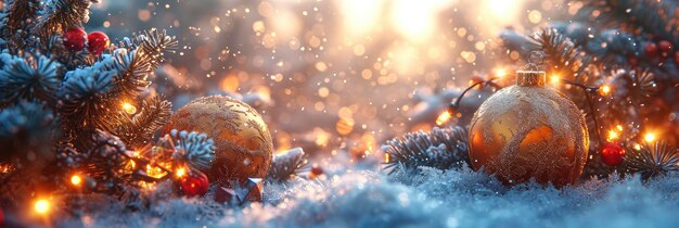 Christmas Composition Gift Golden Toys Lying Background HD Illustrations